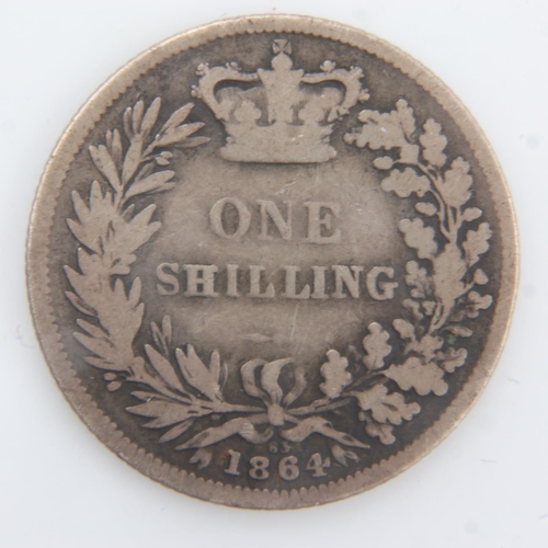 2058 - 1864 die 63 - silver shilling of queen Victoria - gF. UK P&P Group 0 (£6+VAT for the first lot and £... 