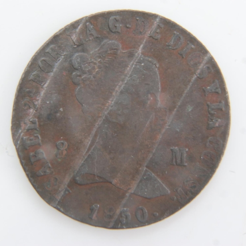 2072 - 1850 - Spanish 8 Maravedis - unrecorded MULE - cancelled at mint - very rare. UK P&P Group 0 (£6+VAT... 