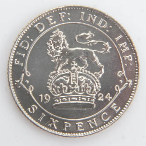 2080 - 1924 - silver sixpence of George V - aEF. UK P&P Group 0 (£6+VAT for the first lot and £1+VAT for su... 