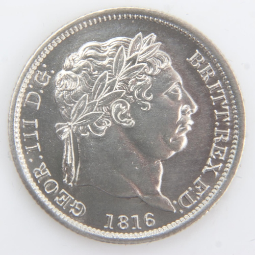 2082 - 1816 - silver Shilling of George III -gEF. UK P&P Group 0 (£6+VAT for the first lot and £1+VAT for s... 