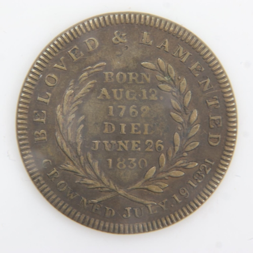 2083 - 1830 - Death medal of George IV - gVF. UK P&P Group 0 (£6+VAT for the first lot and £1+VAT for subse... 