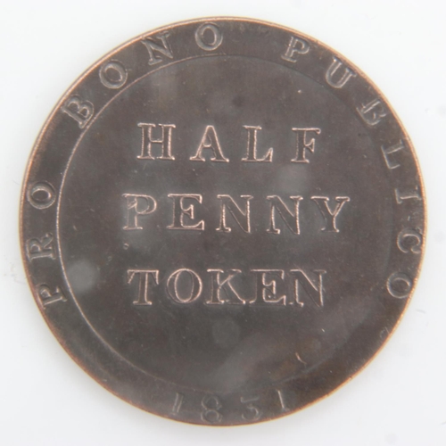 2090 - 1831 - Isle of Man halfpenny token with collar - nEF. UK P&P Group 0 (£6+VAT for the first lot and £... 