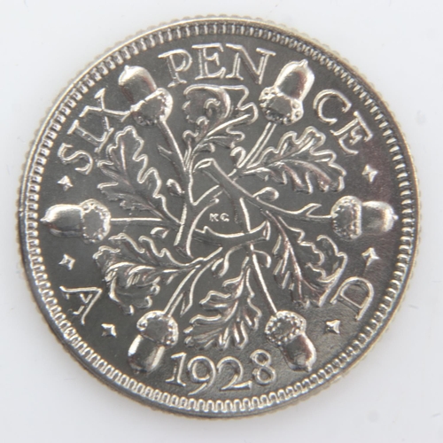 2094 - 1928 - Silver Sixpence of George V - EF. UK P&P Group 0 (£6+VAT for the first lot and £1+VAT for sub... 