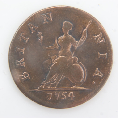 2096 - 1754 - farthing of George II - VF. UK P&P Group 0 (£6+VAT for the first lot and £1+VAT for subsequen... 