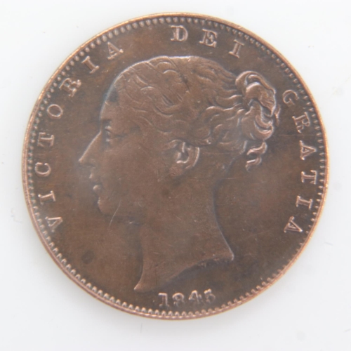 2126 - 1845 - bun head farthing of queen Victoria - nEF. UK P&P Group 0 (£6+VAT for the first lot and £1+VA... 