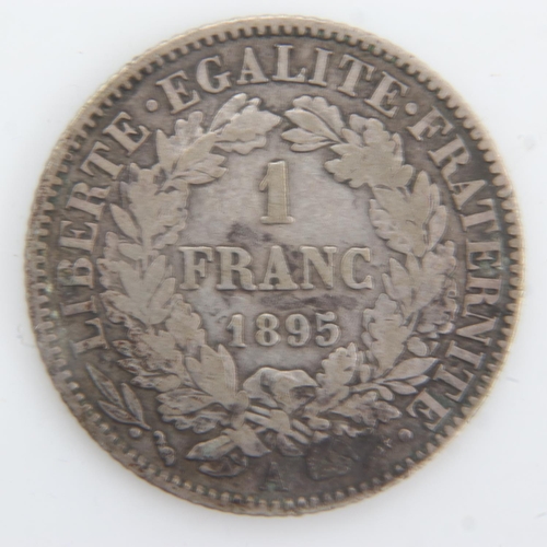 2127 - 1895 - Silver French Franc - aVF. UK P&P Group 0 (£6+VAT for the first lot and £1+VAT for subsequent... 