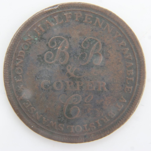 2129 - 1811 - London Bristol and Swansea halfpenny token. UK P&P Group 0 (£6+VAT for the first lot and £1+V... 