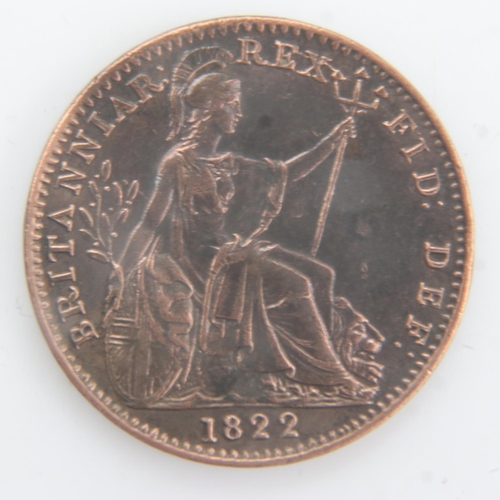 2134 - 1822 - farthing of George IV - nEF. UK P&P Group 0 (£6+VAT for the first lot and £1+VAT for subseque... 