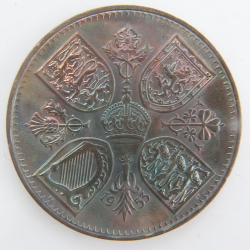 2140 - 1953 - Five shillings Crown with Iridescent toning - EF. UK P&P Group 0 (£6+VAT for the first lot an... 