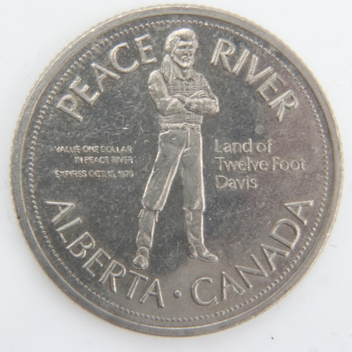 2147 - Peace river, Canadian one Dollar token - gVF. UK P&P Group 0 (£6+VAT for the first lot and £1+VAT fo... 