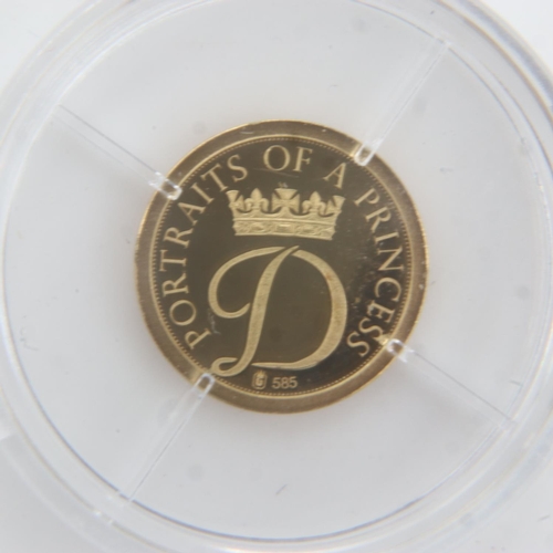 2150 - 14ct gold Princess Diana commemorative, with CoA, 0.5g. UK P&P Group 0 (£6+VAT for the first lot and... 