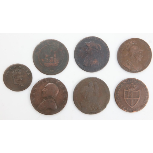 2158 - Seven early milled circulated coins to include Hibernian issues and Charles II farthing. UK P&P Grou... 