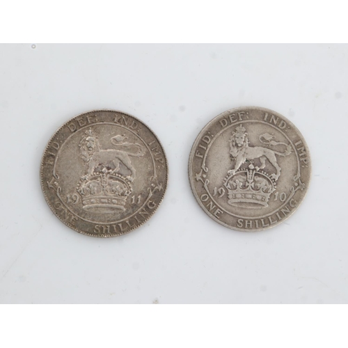 2160 - 1910 silver shilling of Edward VII and 1911 silver shilling of George V (2). UK P&P Group 0 (£6+VAT ... 