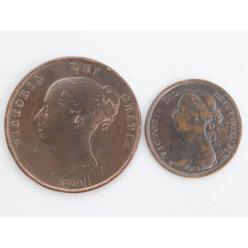 2165 - 1885 halfpenny (VF) with a further 1854 Penny (F) of queen Victoria. UK P&P Group 0 (£6+VAT for the ... 