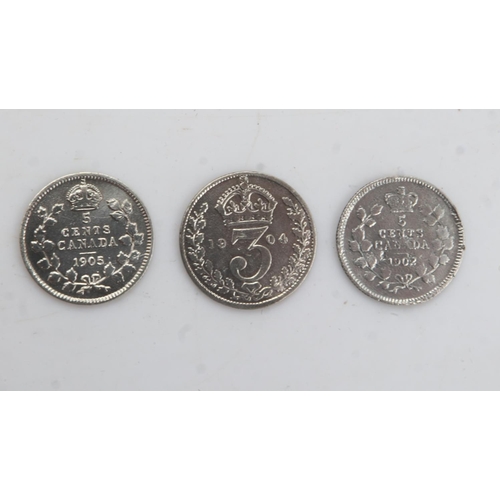 2173 - 3 silver 5 cent colonial Canadian coins - circulated. UK P&P Group 0 (£6+VAT for the first lot and £... 