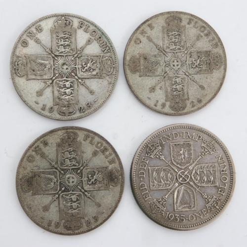 2174 - Four silver florins of George V. UK P&P Group 0 (£6+VAT for the first lot and £1+VAT for subsequent ... 