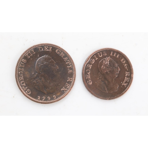 2181 - 1799 farthing with an 1806 Hibernian farthing of George III - VF. UK P&P Group 0 (£6+VAT for the fir... 