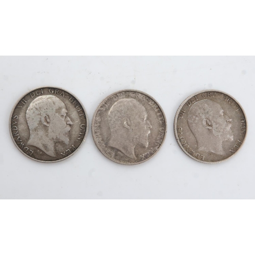 2186 - Three silver shillings of Edward VII - two 1902 and 1904. UK P&P Group 0 (£6+VAT for the first lot a... 