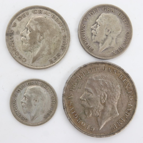 2188 - Silver denominations of George V - 1927 to 1935 shilling to crown, mixed grades (4). UK P&P Group 0 ... 