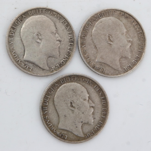 2190 - Three silver sixpences of Edward VII - 1903, 1907 and 1908. UK P&P Group 0 (£6+VAT for the first lot... 