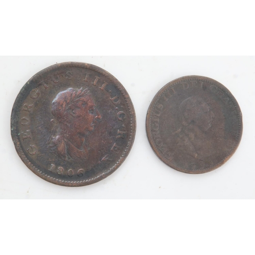 2192 - 1806 halfpenny of George III and a 1799 farthing of George III (2). UK P&P Group 1 (£16+VAT for the ... 