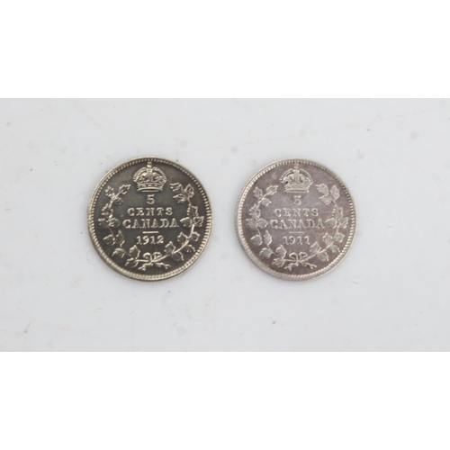 2197 - Two silver 5 cent coins of George V - VF and EF. UK P&P Group 0 (£6+VAT for the first lot and £1+VAT... 