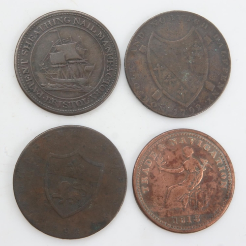 2199 - Four early milled workhouse tokens - circulated. UK P&P Group 0 (£6+VAT for the first lot and £1+VAT... 