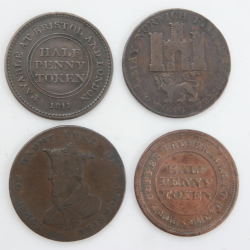 2199 - Four early milled workhouse tokens - circulated. UK P&P Group 0 (£6+VAT for the first lot and £1+VAT... 