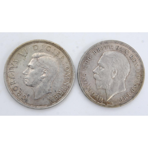 2200 - 1935 silver 'Rocking Horse' crown of George V and a 1937 silver crown of George VI (2). UK P&P Group... 