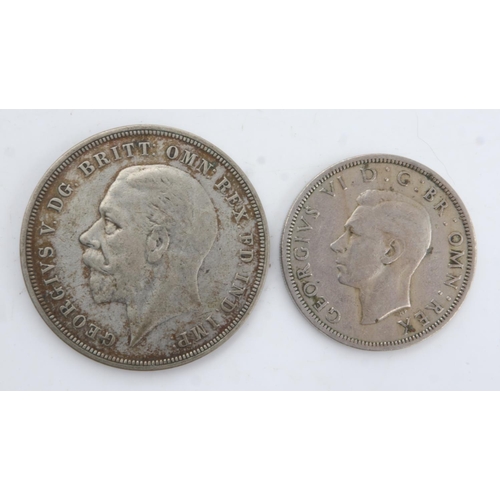 2202 - 1935 silver crown of George V, with a 1947 half crown of George VI. UK P&P Group 0 (£6+VAT for the f... 