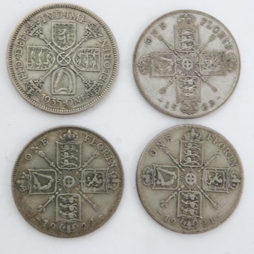 2206 - Four silver florins of George V. UK P&P Group 0 (£6+VAT for the first lot and £1+VAT for subsequent ... 