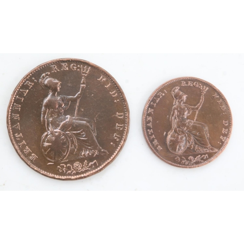 2207 - 1853 Halfpenny and 1854 Farthing of queen Victoria - aVF. UK P&P Group 0 (£6+VAT for the first lot a... 