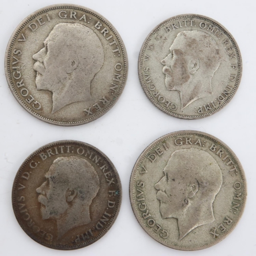 2208 - Two silver half crowns and two silver florins of George V. UK P&P Group 0 (£6+VAT for the first lot ... 