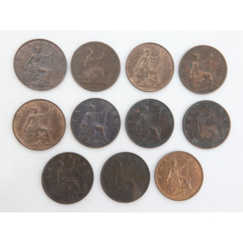 2211 - 11 bronze Farthings of mixed monarchs in VF grade or better. UK P&P Group 0 (£6+VAT for the first lo... 