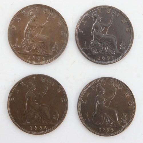 2217 - Four Farthings of queen Victoria - nEF or better grade. UK P&P Group 0 (£6+VAT for the first lot and... 