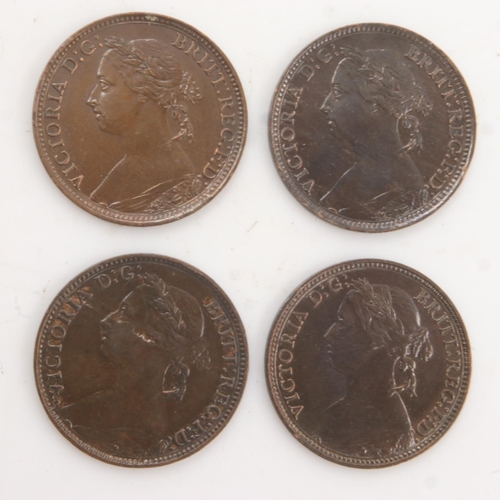 2217 - Four Farthings of queen Victoria - nEF or better grade. UK P&P Group 0 (£6+VAT for the first lot and... 