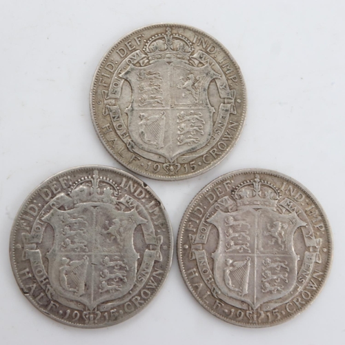 2218 - Three 1915 silver half crowns of George V, mixed grades. UK P&P Group 0 (£6+VAT for the first lot an... 