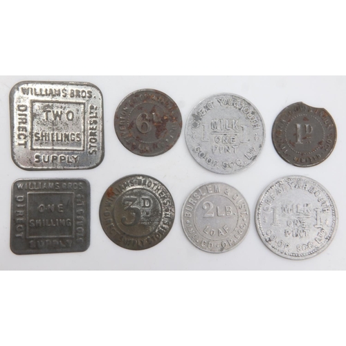 2219 - 8 food and produce tokens with predecimal denominations. UK P&P Group 0 (£6+VAT for the first lot an... 