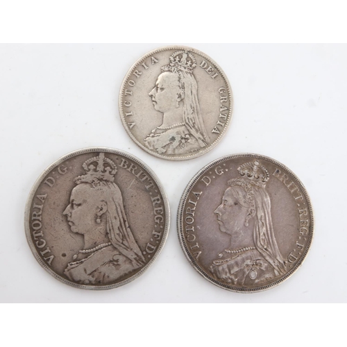 2220 - 1889 silver denominations of Queen Victoria - two crowns and half crown (3). UK P&P Group 0 (£6+VAT ... 