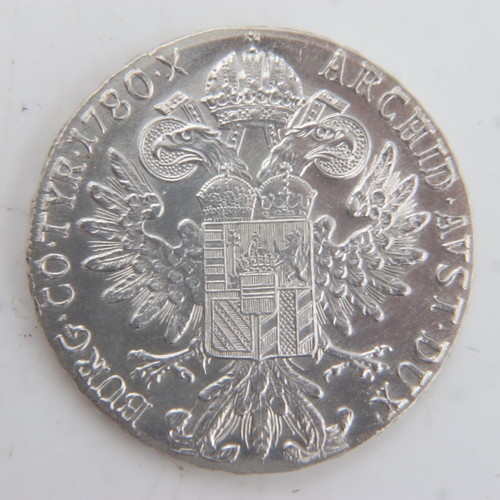 2224 - 1780 silver restrike thaler of Maria Theresa. UK P&P Group 0 (£6+VAT for the first lot and £1+VAT fo... 