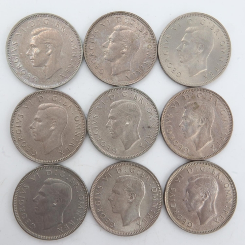 2238 - Nine silver shillings of George VI, 1940-47. UK P&P Group 0 (£6+VAT for the first lot and £1+VAT for... 