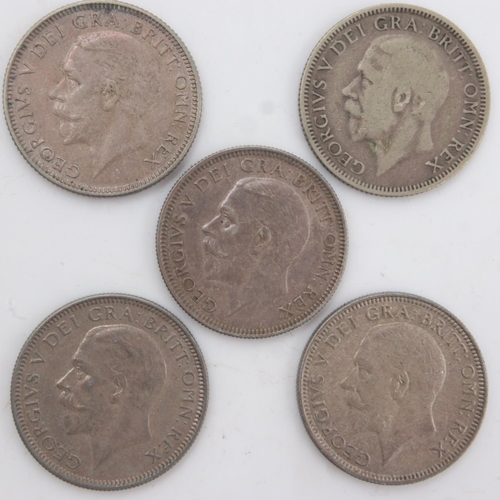 2240 - Five silver shillings of George V, 1932-36. UK P&P Group 0 (£6+VAT for the first lot and £1+VAT for ... 