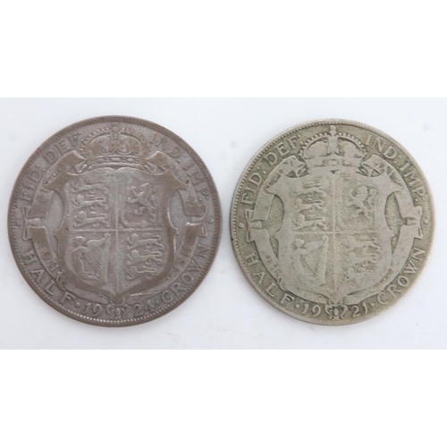 2245 - Two silver half crowns of George V, 1921 & 24. UK P&P Group 0 (£6+VAT for the first lot and £1+VAT f... 