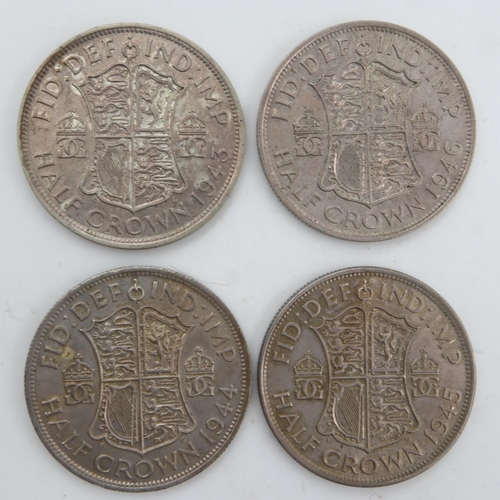 2246 - Four silver half crowns of George VI, 1943-46. UK P&P Group 0 (£6+VAT for the first lot and £1+VAT f... 