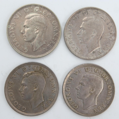 2246 - Four silver half crowns of George VI, 1943-46. UK P&P Group 0 (£6+VAT for the first lot and £1+VAT f... 