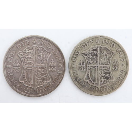 2249 - Two silver half crowns of George V, 1928 & 29. UK P&P Group 0 (£6+VAT for the first lot and £1+VAT f... 