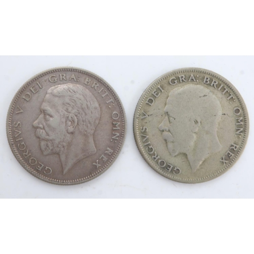 2249 - Two silver half crowns of George V, 1928 & 29. UK P&P Group 0 (£6+VAT for the first lot and £1+VAT f... 