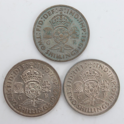 2253 - Three silver florins of George VI, 1940, 41 & 42. UK P&P Group 0 (£6+VAT for the first lot and £1+VA... 