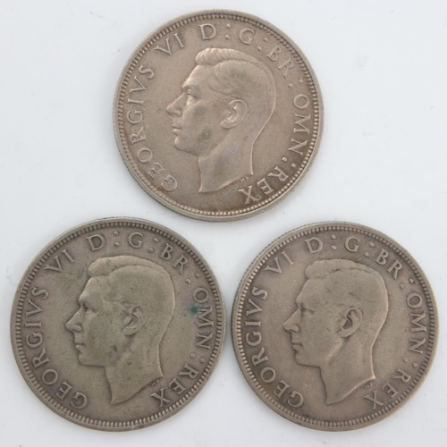 2256 - Three silver half crowns of George VI, 1940. 41 & 42. UK P&P Group 0 (£6+VAT for the first lot and £... 