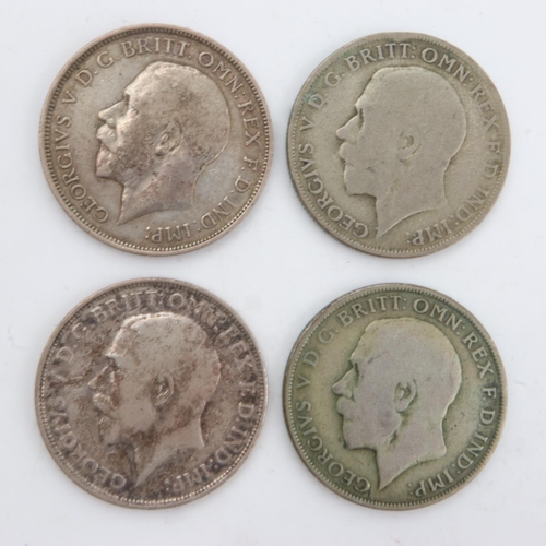 2257 - Four silver florins of George V, 1913, 19, 21 & 22. UK P&P Group 0 (£6+VAT for the first lot and £1+... 